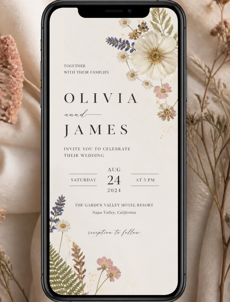 Pressed Meadow invitation template